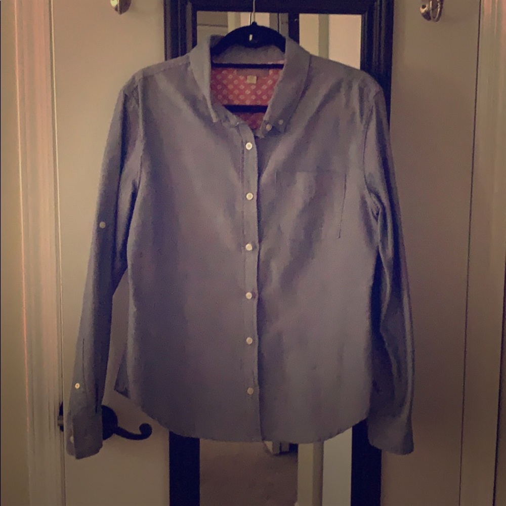 Blue denim look blue button down